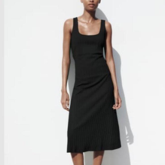 Zara Strappy Knit Dress Black Color Size M - Picture 1 of 1